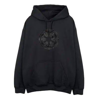 (M, Black) Star Wars: Rogue One Mens Galactic Empire Plans Hoodie