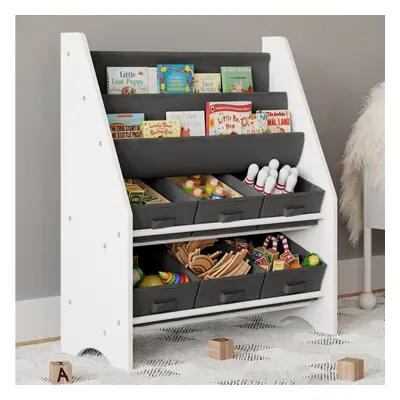 MDF Wood & Fabric Children Kids Bookshelf Book Toy