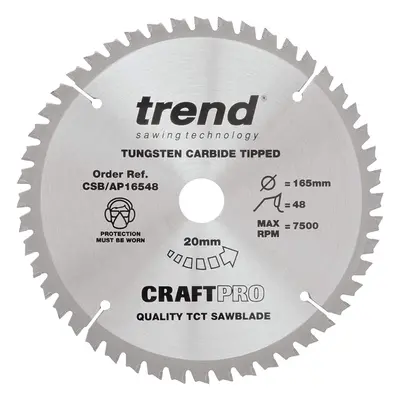 Trend CSB/AP16548 Craft Pro Worktop, Aluminium and Plastic TCT Blade for Plunge/Circular Saws, T