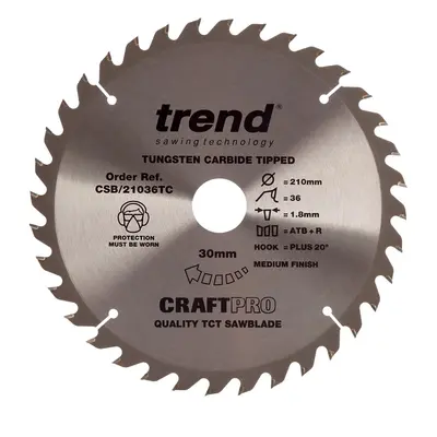 Trend CSB/21036TC Craft Pro Thin kerf TCT Circular Blade Ideal for Dewalt DCS7485 Mini Saws, Tun