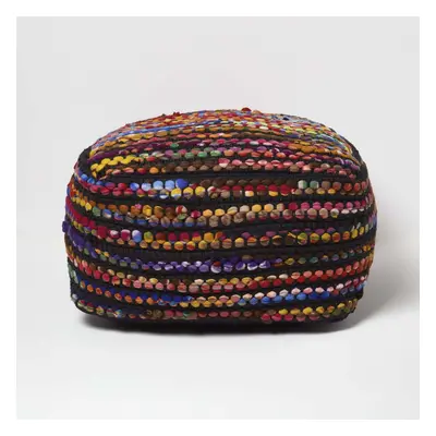 (60 x x cm) Multi Coloured Folk Woven Bean Filled Pouffe