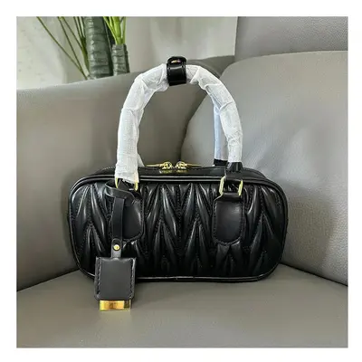 (black) Women Boston Handbag Brand Design Metal Letters Large Capacity Ladies Shoulder Bag Upgra