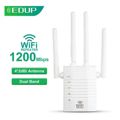 (EP-R1205U) EDUP 1200Mbps WiFi Repeater Extender One Click WPS Dual Band Antennas Wireless WiFi 