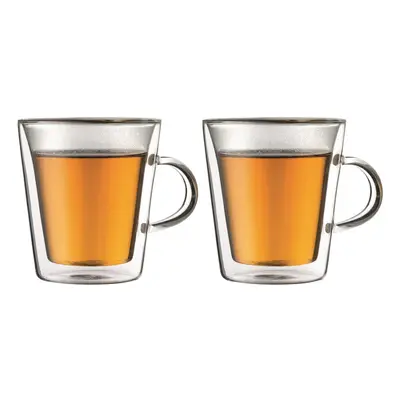 Bodum Canteen Double Wall Glass Set, Mouth Blown Borosilicate Glass - 0.2 L, Transparent, Pack o