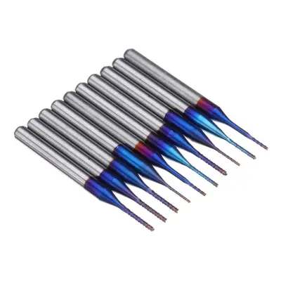 10pcs 0.6-1.0mm Blue NACO Coated PCB Bits Carbide Engraving Milling Cutter For CNC Tool Rotary B