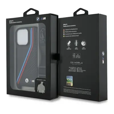 BMW Series Carbon Tricolor Lines & Strap Case for iPhone Pro Max 6.9" Black - BMHCP16X23PSVTK