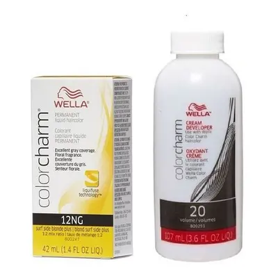 (12NG+Dev(Vol.20)3.6oz) Wella Color Charm 12NG Surf Side Blonde Plus Permanent Liquid Haircolor