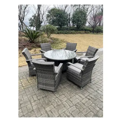 Fimous Rattan Garden Furniture Dining Set Table Chairs Wicker Patio