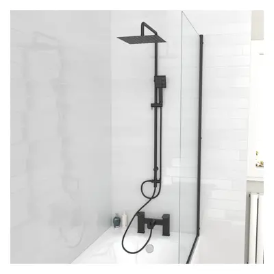 Nes Home Square Shower Mixer Tap, Handset, Riser Rail Kit Matte Black