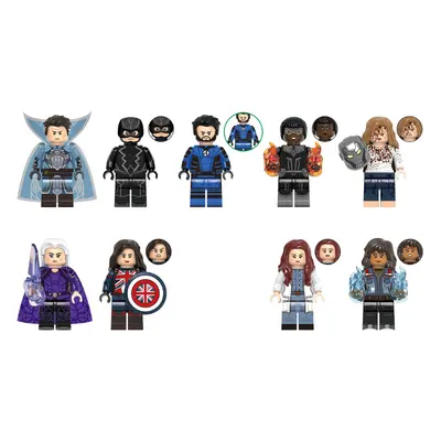 9pcs Super English series Black Bat King Wanda Surprise Captain Minifigures Fit Lego