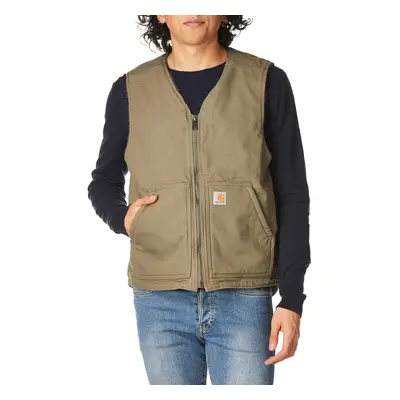 Carhartt Men's Relaxed Fit Washed Duck Sherpa-Lined Vest Driftwood