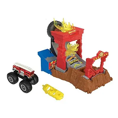 Hot Wheels Monster Trucks Arena Smashers 5Alarm Fire Crash Challenge Playset with 5Alarm Toy Tru