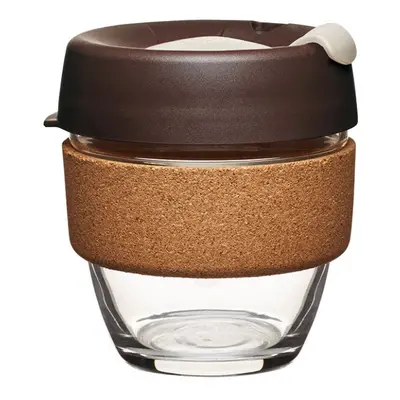 Reusable Coffee Cup - Brew Tempered Glass and Natural Cork, 8oz/227ml - Almond