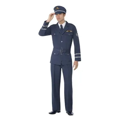 Smiffy's Adult Men's WW2 Air Force Captain Costume, Trousers, Jacket, Hat And - costume mens ww2