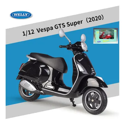 (Black retail box) 1:12 Vespa GTS Super Alloy Leisure Motorcycle Model Simulation Metal