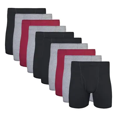 Gildan Men's Underwear Covered Waistband Boxer Briefs Multipack Black/Garnet/Graphite 10-Pack Sm