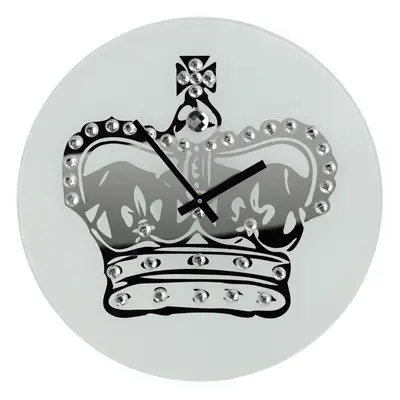 Premier Housewares Glass Crown with Diamantes Wall Clock