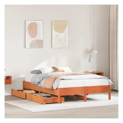 vidaXL Bed Frame without Mattress Wax Brown 140x190 cm Solid Wood Pine