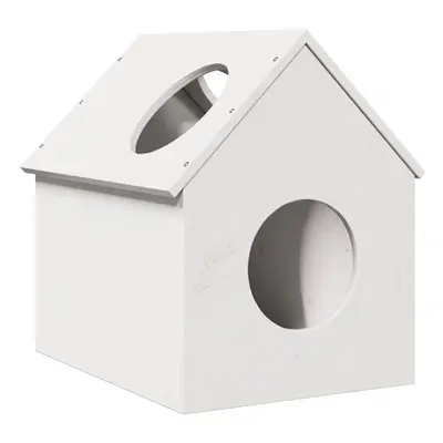 (white) vidaXL Cat House White 41x50x50 cm Solid Wood Pine cat house indoor