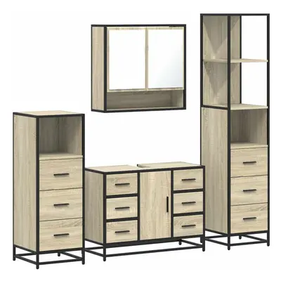 (sonoma oak) vidaXL 4ÃÂ Piece Bathroom Furniture SetÃÂ Black Engineered Wood bathroom cabinet