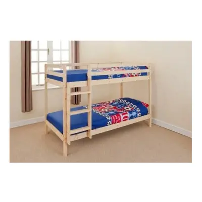 (2ft6 small single, Caramel) Hillingdon Wooden Bunk Bed with Tanya Mattresses