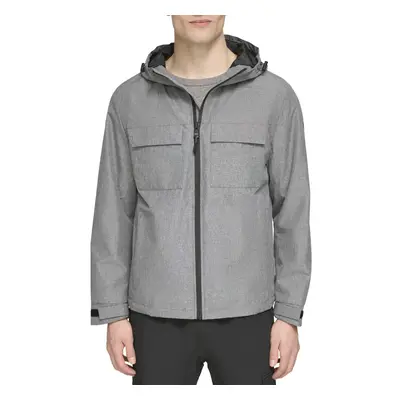 DKNY Men's Performance Tech Hooded Modern Storm Coat Classic Heather