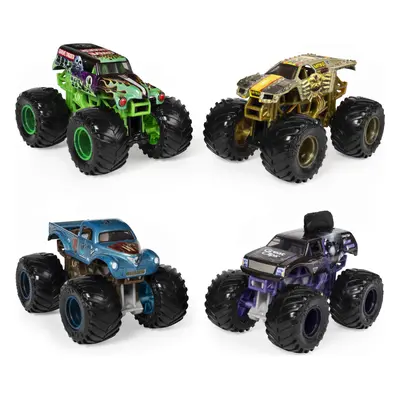 Monster Jam, Official Reveal The Steel 4-Pack of Color-Changing Die-Cast Monster Trucks, 1:64 Sc