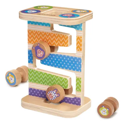 Melissa & Doug First Play Wooden Safari Zig-Zag Tower with Rolling Pieces