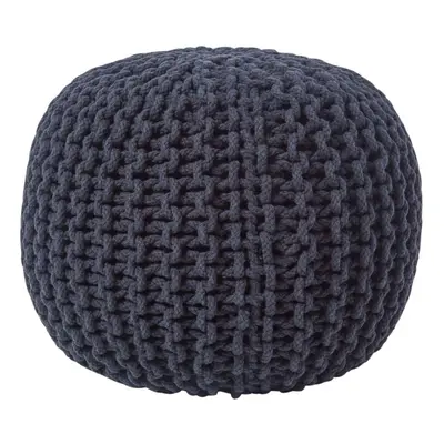 (Black) Knitted Cotton Pouffe Footstool Round x cm