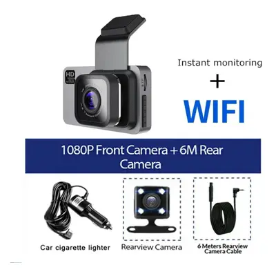 (front rear WIFI, NONE) Black Box Car Loop Recording Dashcam With WiFi Supports GPS Camera for C