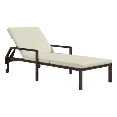 Outsunny Rattan Wicker Chaise Sun Lounger Garden w/ Adjustable Backrest & Wheels