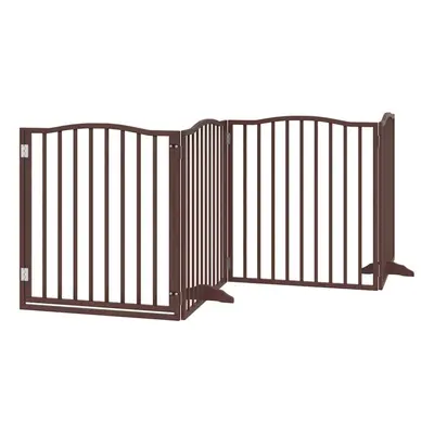 (brown oak, x x cm/ pcs) vidaXL Dog Gate with Door Foldable Pet Gate Dog Fence Pet BarrierÃÂ Po