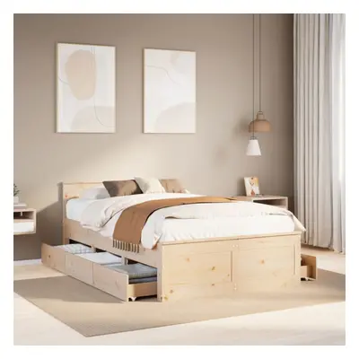 vidaXL Bed Frame without Mattress with Headboard 120x200 cm Solid Wood Pine