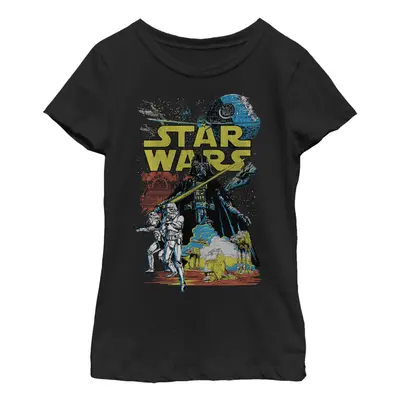 STAR WARS Girl's Galactic Battle T-Shirt - Black - Large