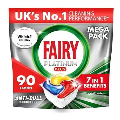 Platinum Plus All-In-1 Dishwasher Tablets, Lemon, Tablets (5x18), Our Best Cleaning For A Clean 