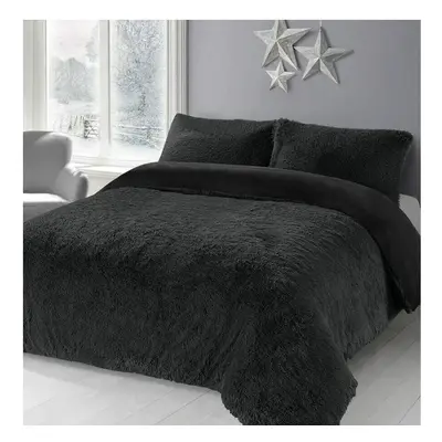 (Black, Super King ) Alaska Cuddles Teddy Soft Duvet Cover