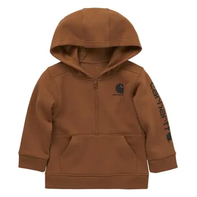 Carhartt Boys' Long-Sleeve Half-Zip Hooded Sweatshirt Brown 3T