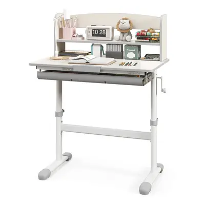 Kids Study Desk Height Adjustable Children Writing Table-Grey