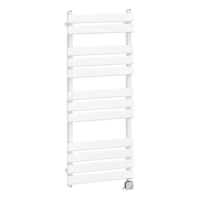 (1200x500mm, White) NRG Pre-Filled Electric Heated Towel Rail Bathroom Radiator Thermostatic War