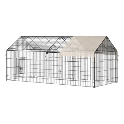 PawHut Rabbit Run Guinea Pig Cage with Cover, x x cm, Beige