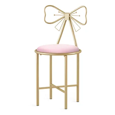 1 Pack Velvet Leather Makeup Dressing Chair Vanity Stool Pink