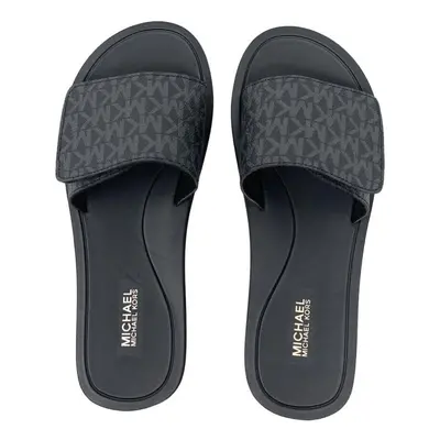 Michael Kors MK Signature Logo Print Wade Slide (Black us_footwear_size_system adult women numer