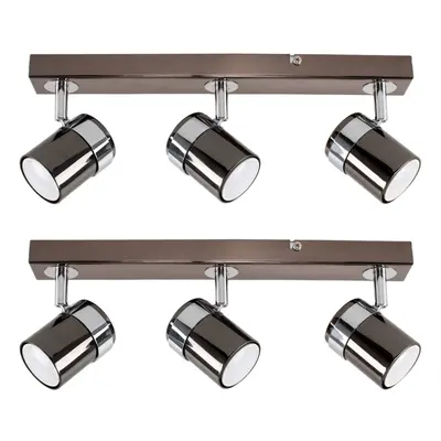 Pair of - Modern Way Black & Chrome Straight Bar Ceiling Spotlights