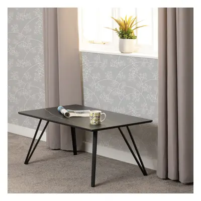 Marlow Coffee Table Black Marble Effect Black Legs