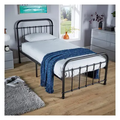 (Double 4ft6) Single / Double Metal Bar Bed Frame Solid Slats