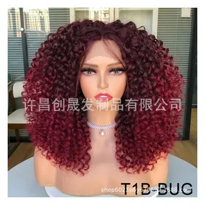 (T1B BUG) Former Lace Wigs Female Black Short Curly Kinky Curly Wigs African Wiggle Set European