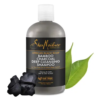 Shea Moisture African Black Soap Bamboo Charcoal Deep Cleansing Shampoo OZ./384 mL