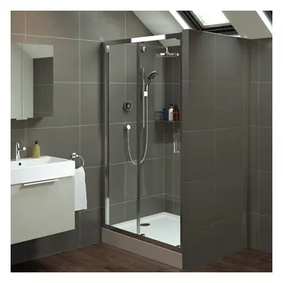 Mira Leap 1200x800mm Single Sliding Door Shower Enclosure Easy Plumb Tray Waste