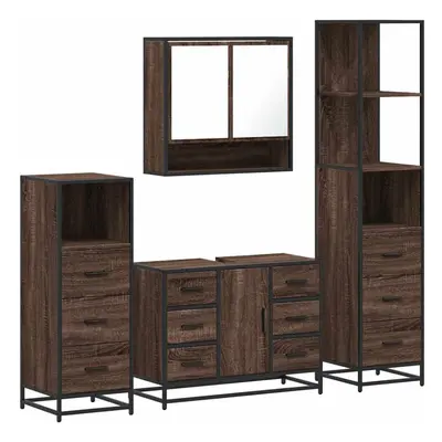 (brown oak) vidaXL 4ÃÂ Piece Bathroom Furniture SetÃÂ Black Engineered Wood bathroom cabinet