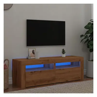 vidaXL TV Cabinet with LED Lights Artisan Oak 120x35x40 cm Engineered Wood